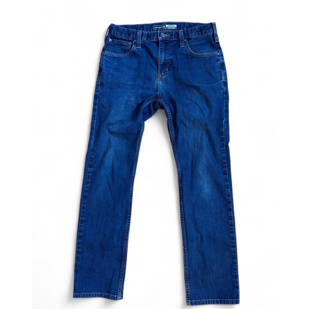 Carhartt Mens Straight Fit Jeans 31x30 Medium Wash Blue Denim Workwear Pants